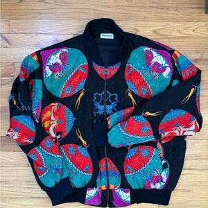 Multi-Color 90s Bomber Sweater Jacket